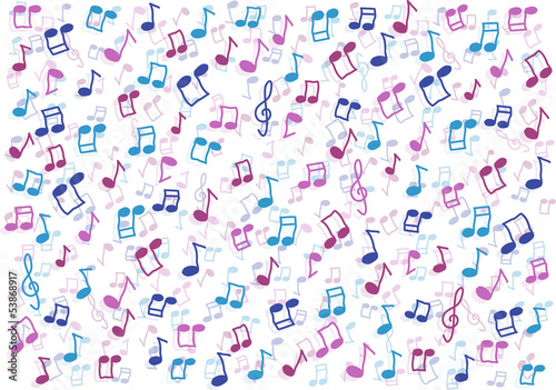 Colorful music notes background illustration