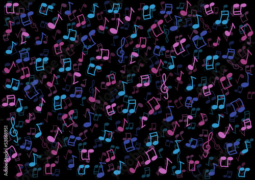 Colorful music notes background illustration
