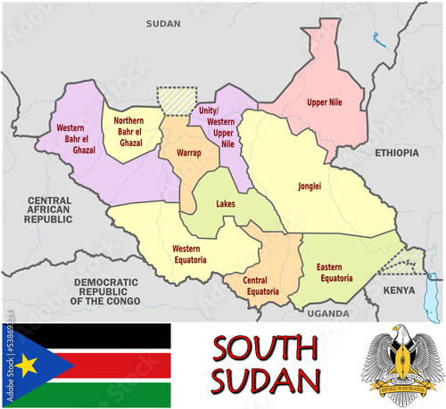 South Sudan Africa national emblem map symbol motto