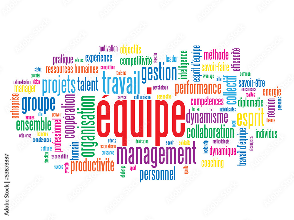 Nuage de Tags "EQUIPE" (gestion travail esprit d'équipe projets) Stock  Illustration | Adobe Stock