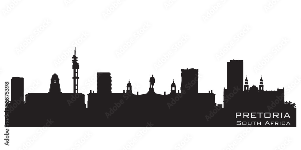 Pretoria South Africa skyline Detailed vector silhouette