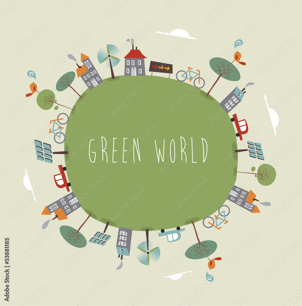 Green world cute design