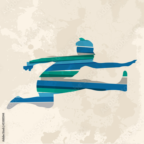 Vintage multicolor hurdler woman