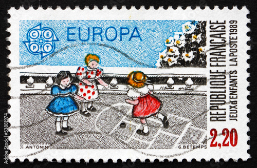 Postage stamp France 1989 Hopscotch, Children’s Game