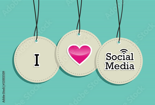 Social media hang tags label set