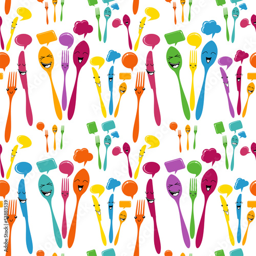 Silverware icons seamless pattern