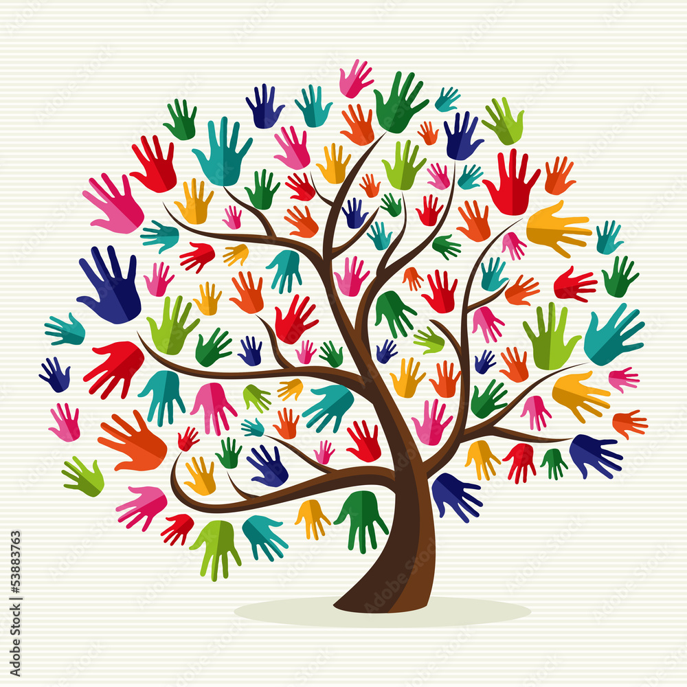 Fototapeta premium Colorful solidarity hand tree