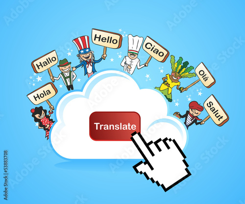 Cloud computing translate concept