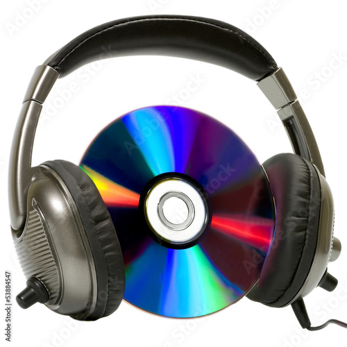 Headphones on music disk