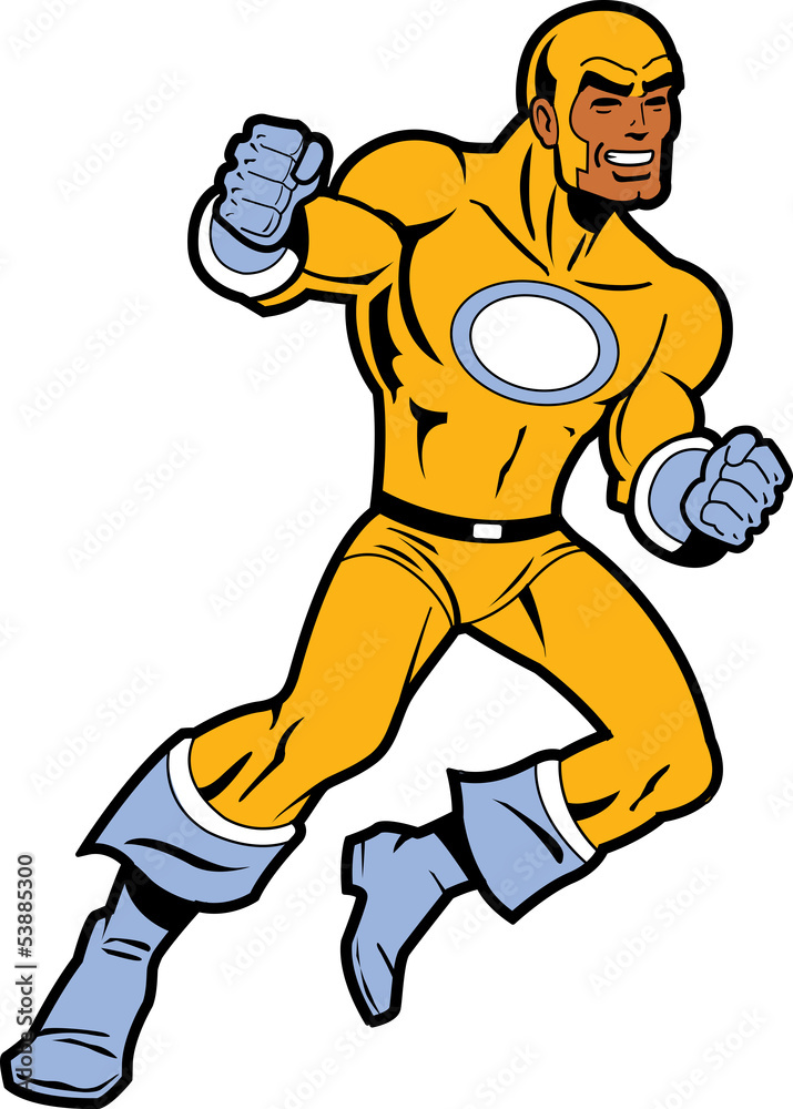 Black Superhero With Clenched Fists Fighting Black Superhero With Clenched Fists Fighting
