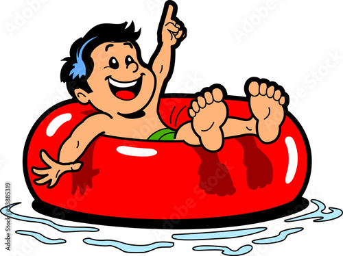 Boy Floating Inner Tube