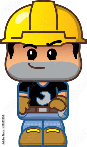 Cute Cartoon Construction Worker