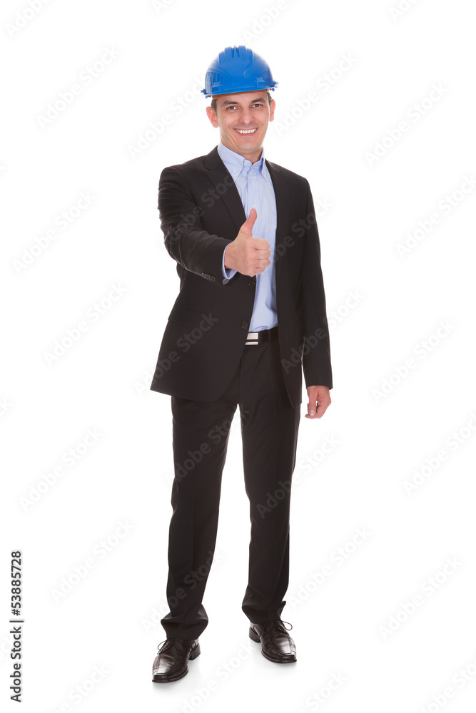 Portrait Of Male Architect With Thumbs-up Sign Portrait Of Male Architect With Thumbs-up Sign