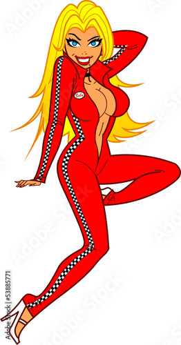 Sexy Racing Fan in Body Suit