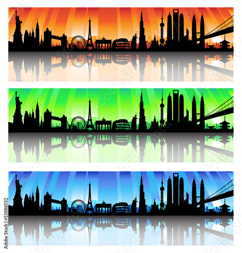 International skyline vector Set
