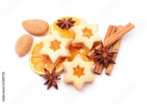 Christmas cookies, almonds and spices