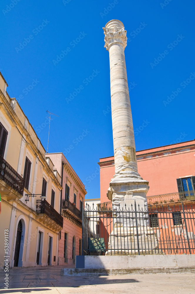 Roman column. Brindisi. Puglia. Italy.