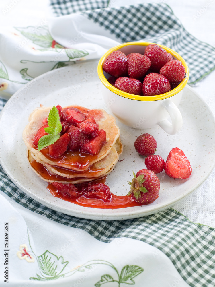 pancake with strawberry pancake with strawberry