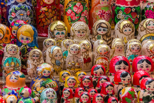 Colorful russian wooden dolls