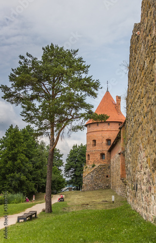 Tower and wall of the Trakai red brick castle