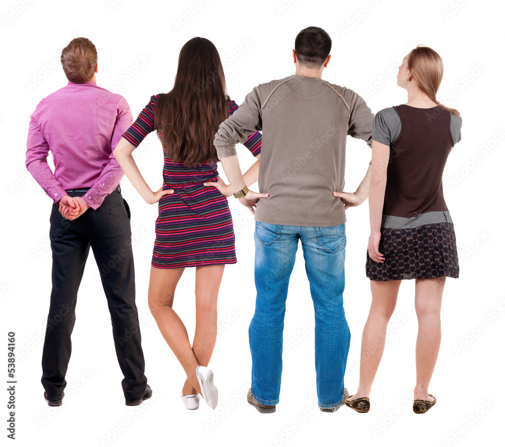 Fototapeta premium Back view group of people looking