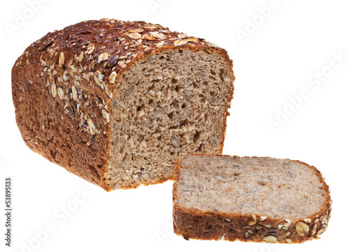 grain bread loaf and sliced hunch