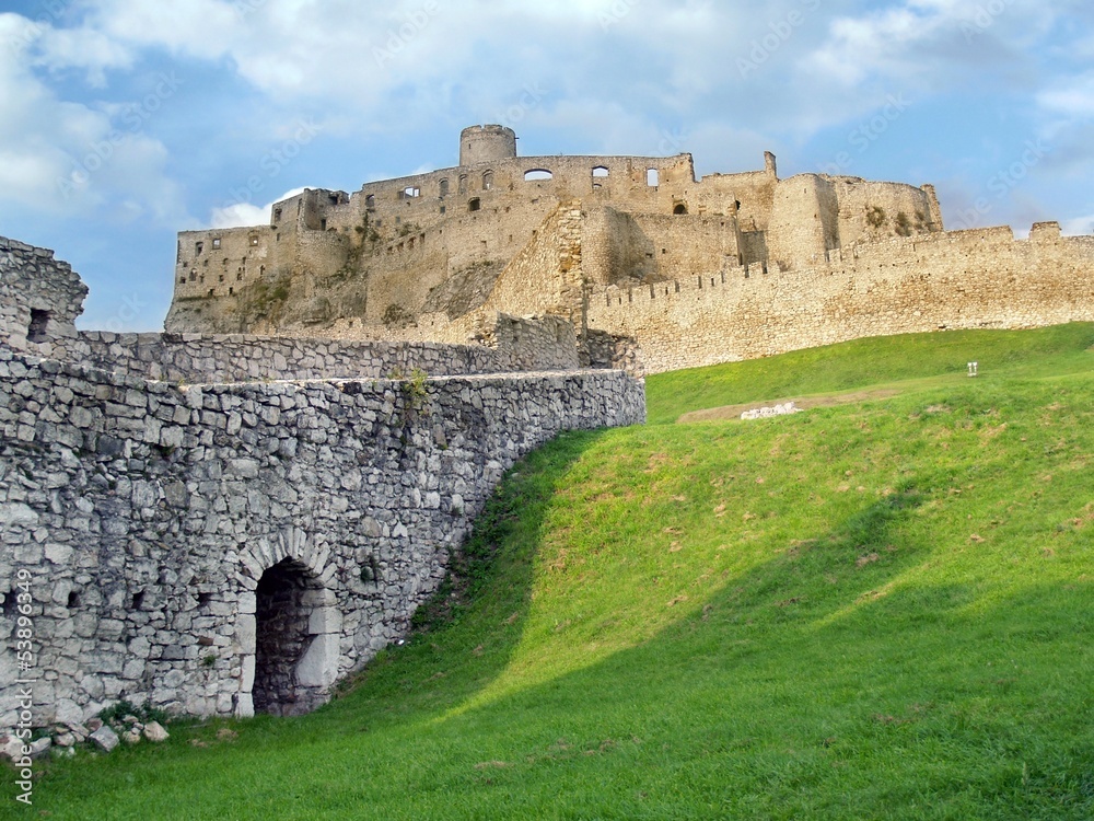 Ruins of Spissky Castle before sundown