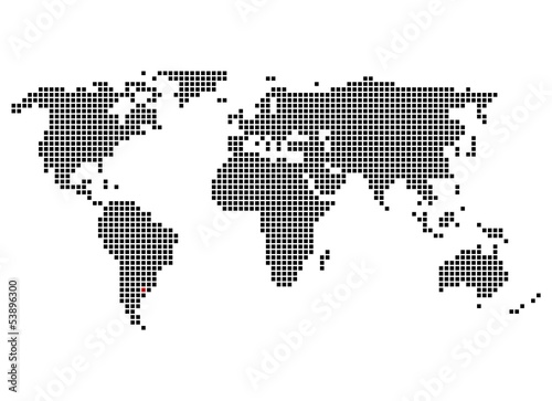 Pixelweltkarte mit Markierung von Buenos Aires