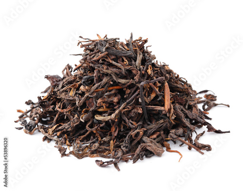 Chinese black tea isolated on white background