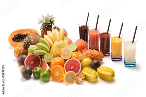 Fruit Mix with Fruit drink photo