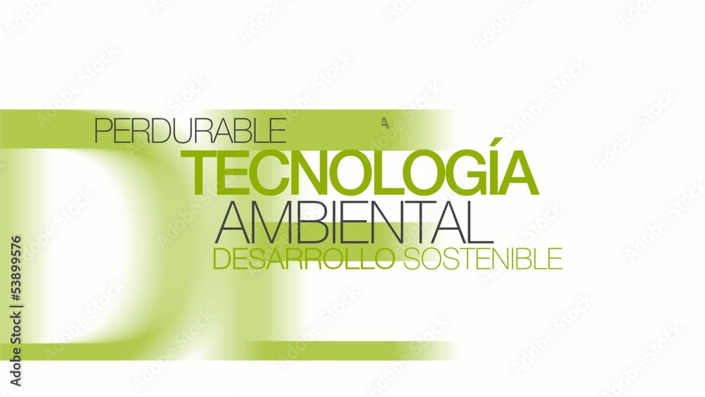 Tecnología ambiental verde limpia nube de etiquetas animación