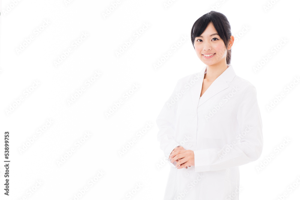 attractive asian doctor on white background attractive asian doctor on white background