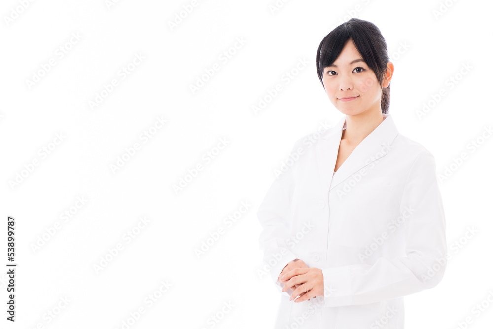 attractive asian doctor on white background attractive asian doctor on white background