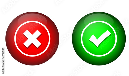 Tick mark and cross buttons