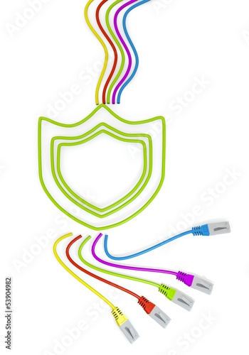 protection icon with colourful network cable