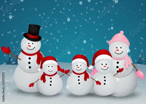 family of snowman christmas background