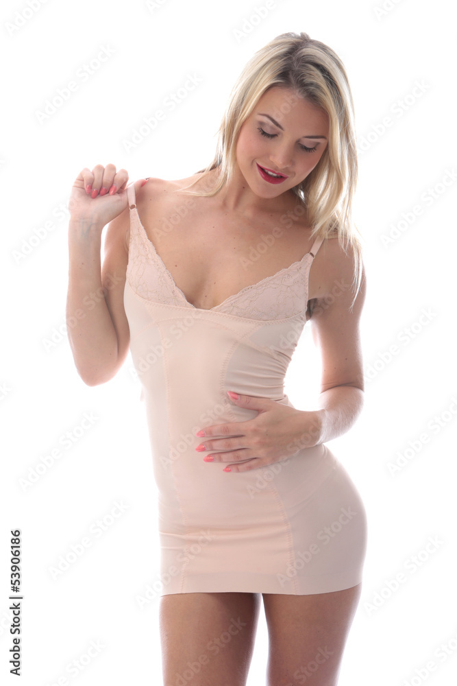 Attractive Sexy Young Woman Posing in Short Tight Mini Dress Attractive Sexy Young Woman Posing in Short Tight Mini Dress