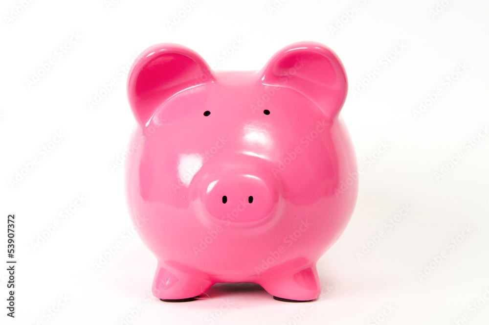 Pink Piggy Bank in a white background