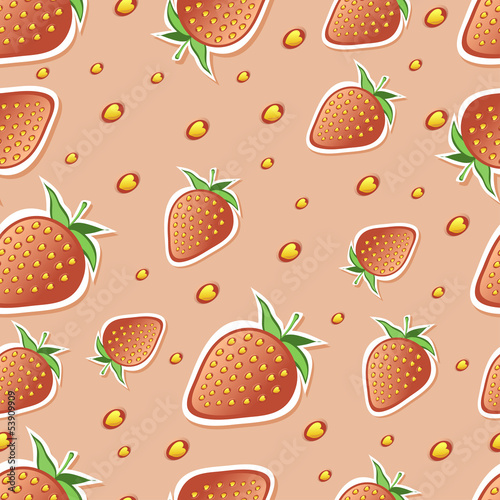 Vector seamless pattern with strawberries and grains