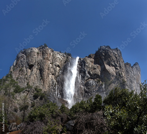 Bridal Veil Falls and the El Capitan cliff face  photo