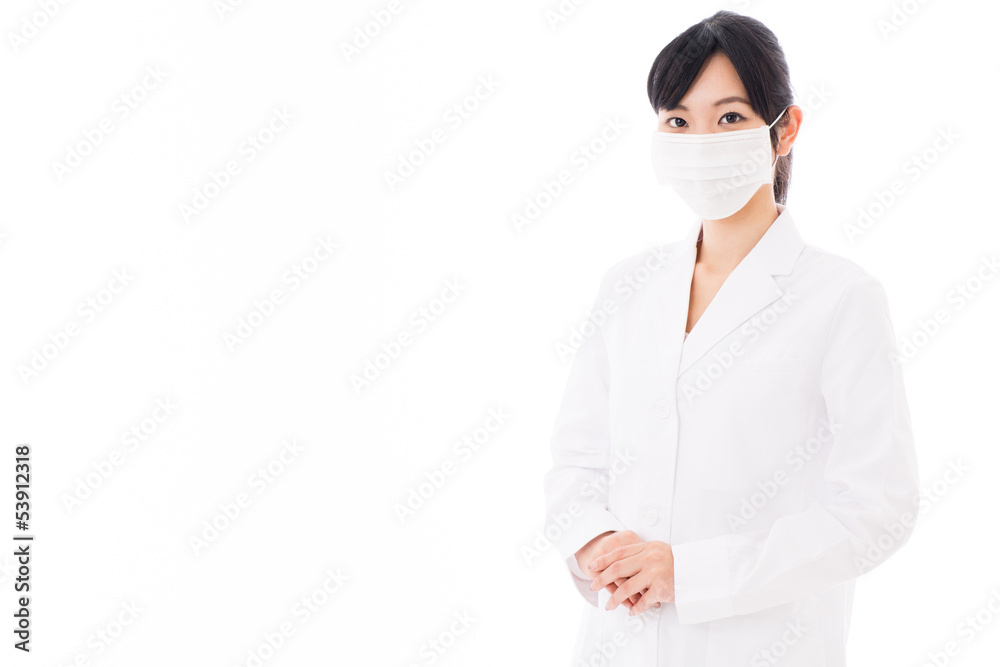 attractive asian doctor on white background attractive asian doctor on white background