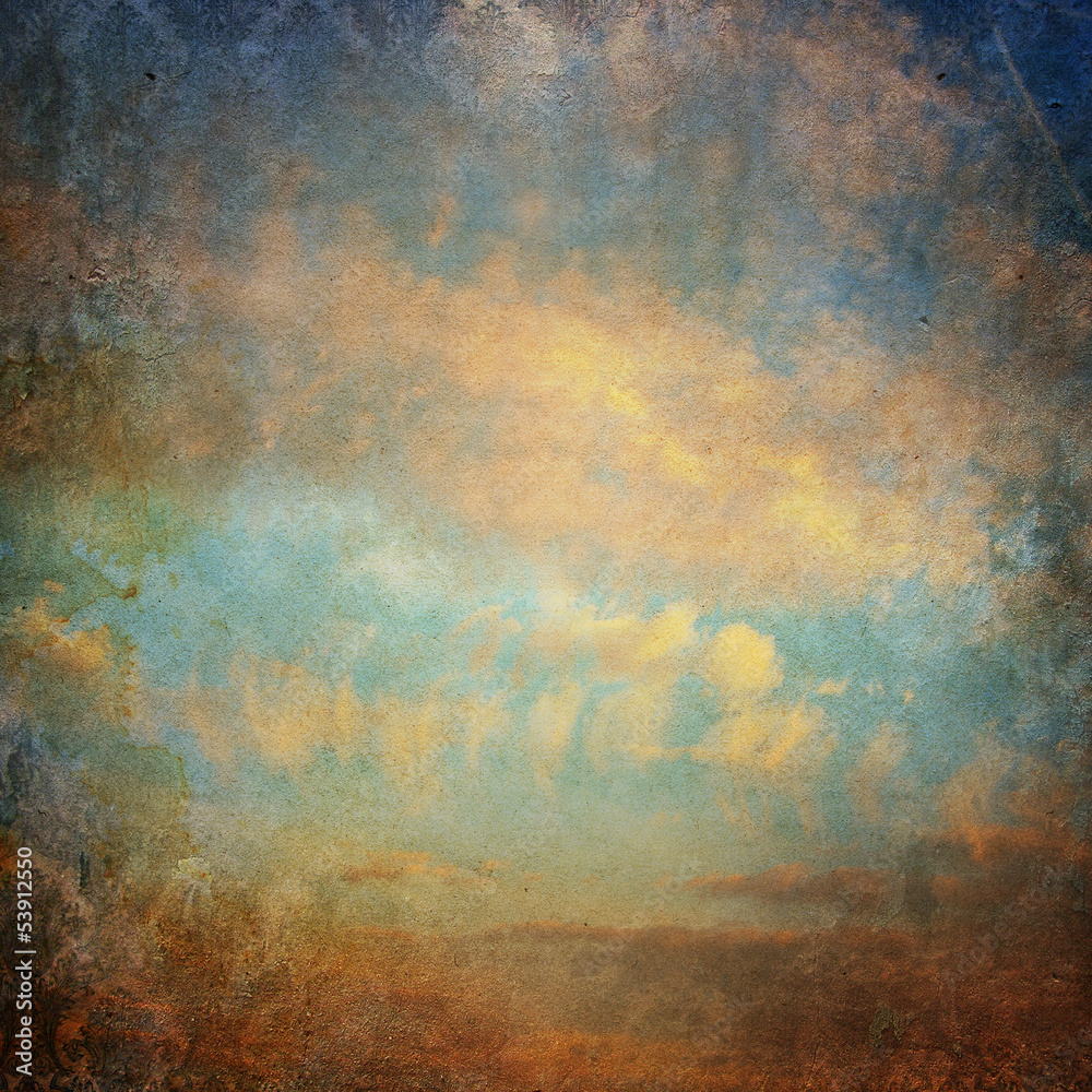 Vintage background with clouds in the sky - obrazy, fototapety, plakaty 