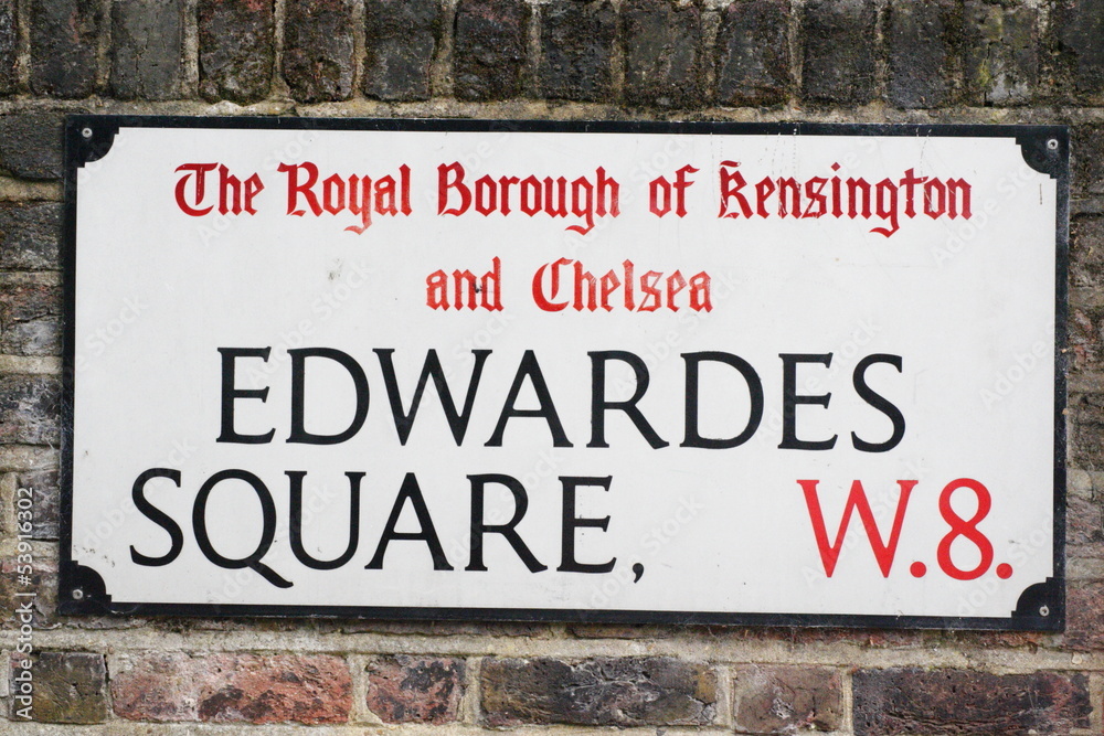 	 Edwardes square Famous London road sign	