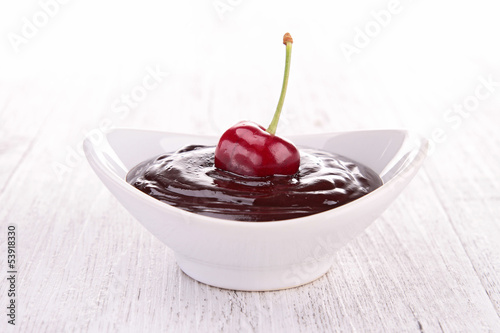 chocolate sauce and cherry