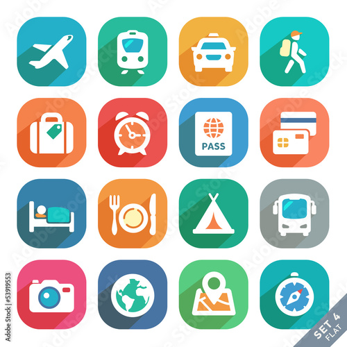 Traveling and transport Flat icons for Web and Mobile Applicatio
