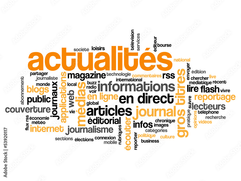 Nuage de Tags "ACTUALITES" (informations médias direct news) ilustración de  Stock | Adobe Stock
