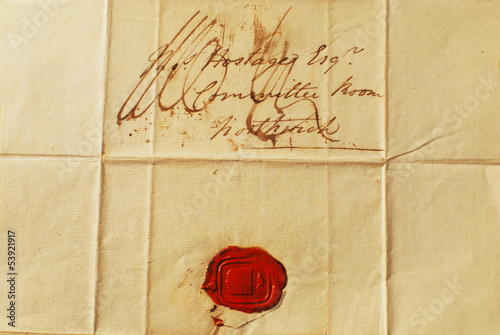 Old Letter with Red Wax Seal - Background - Textures photo