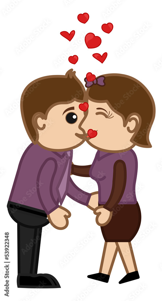 Kissing Man and Woman - Cartoon Characters Kissing Man and Woman - Cartoon Characters
