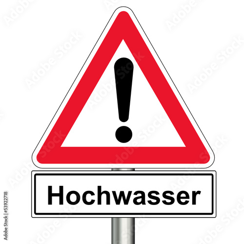 Schild Achtung Hochwasser
