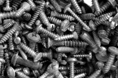 Black and white small screws